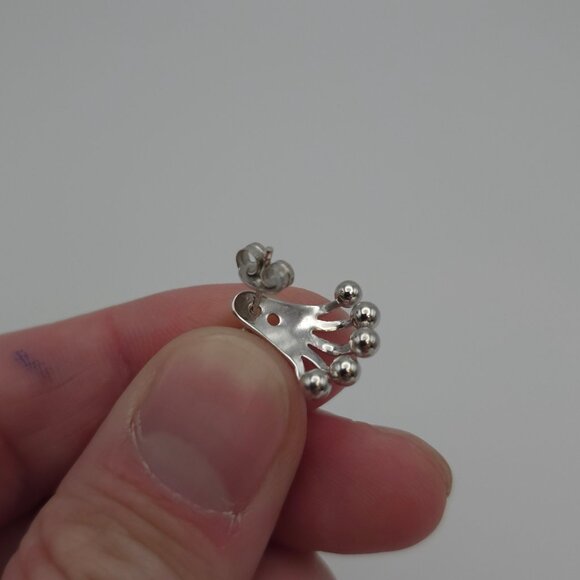 925 Sterling Silver Unique Odd Curved Style Earrings - Picture 4 of 6